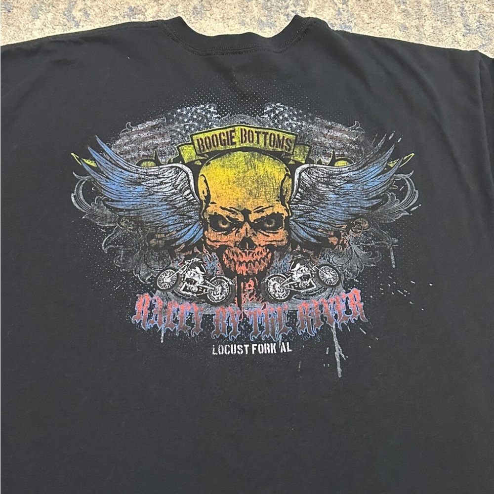 Boogie Bottoms Rally By The River Locust Fork AL T-shirt Skulls Wings Motorcycle - Picture 4 of 7